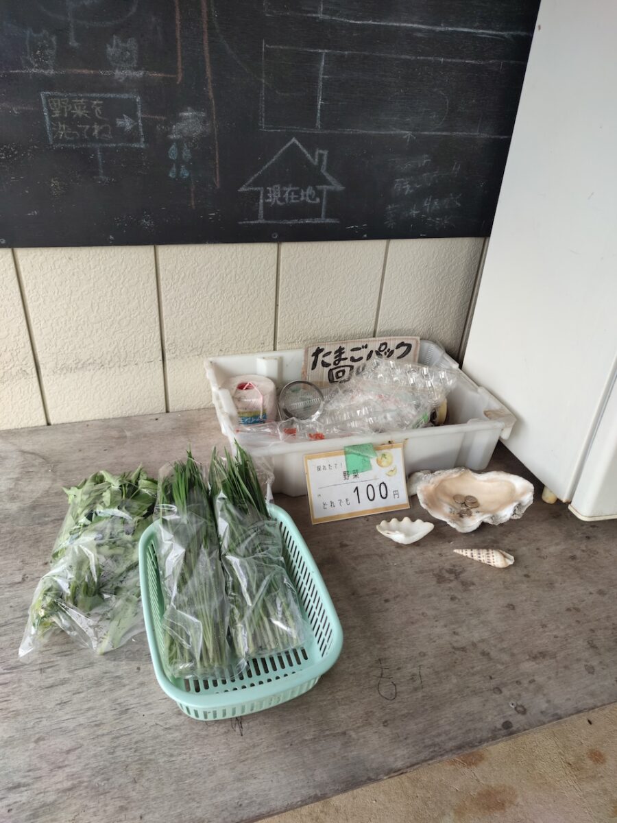 Légumes en libre service à la ferme d'Iriomote